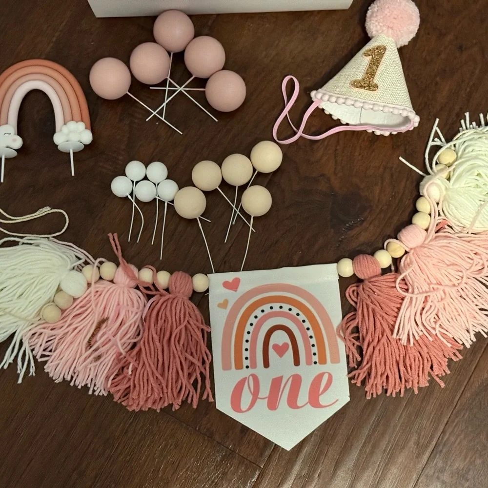 Girl First Birthday Rainbow Decoration 18 pc Set